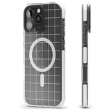 iPhone 16 Pro Max Simplistic Large Grid Pattern White (Transparent) Black Impact Phone Case