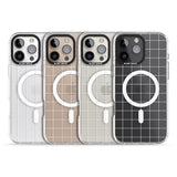 iPhone 16 Pro Max Simplistic Large Grid Pattern White (Transparent) Black Impact Phone Case