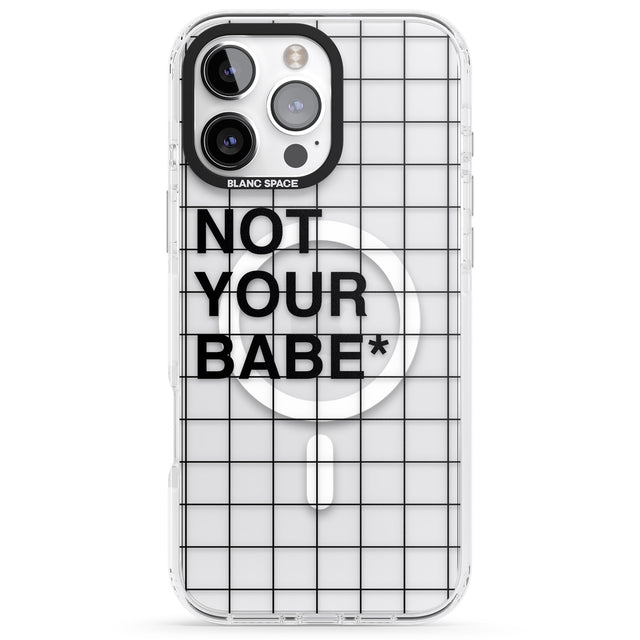 iPhone 16 Pro Max Grid Pattern Not Your Babe Black Impact Phone Case