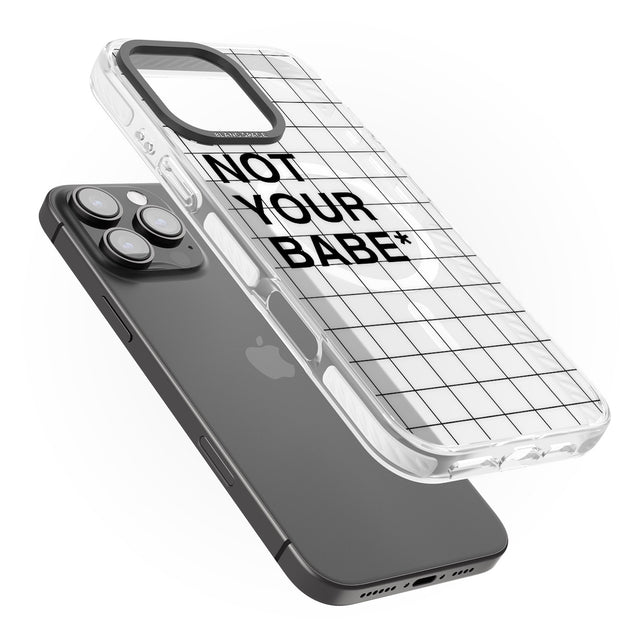 iPhone 16 Pro Max Grid Pattern Not Your Babe Black Impact Phone Case