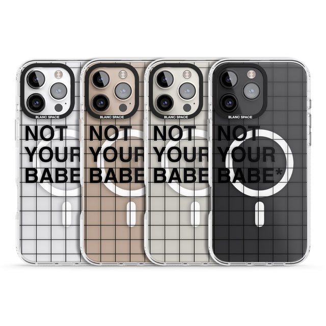 iPhone 16 Pro Max Grid Pattern Not Your Babe Black Impact Phone Case