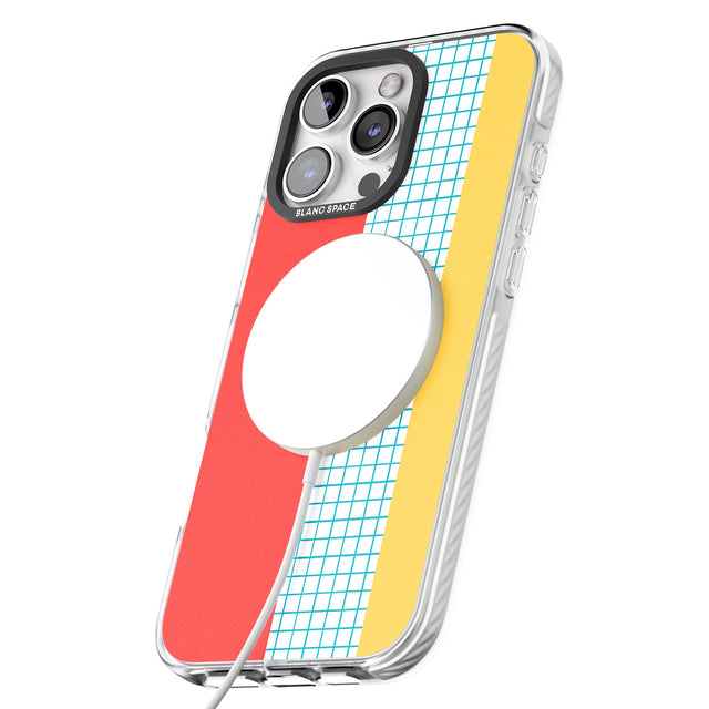 iPhone 16 Pro Max Abstract Grid Red, Blue, Yellow Black Impact Phone Case