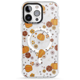 iPhone 16 Pro Max Halloween Pumpkins and Flowers Black Impact Phone Case