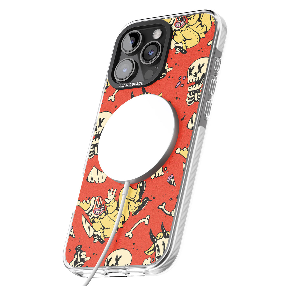 iPhone 16 Pro Max Red Retro Halloween Pattern Black Impact Phone Case