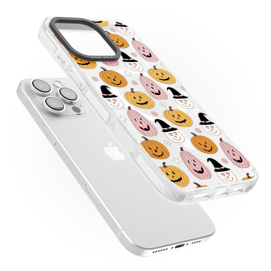 Witches and Pumpkins Pattern Impact Magsafe Phone Case for iPhone 16 Pro, iPhone 16 Pro Max