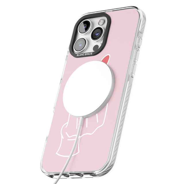 iPhone 16 Pro Max Pink Finger Heart Black Impact Phone Case