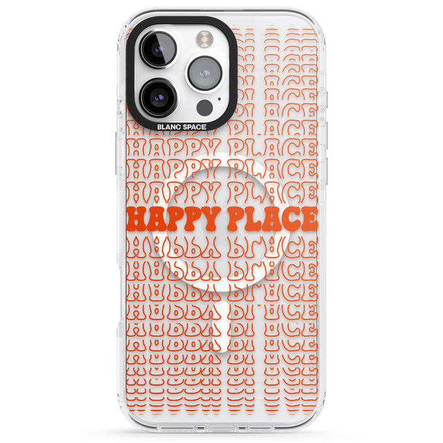 iPhone 16 Pro Max Happy Place (Orange) Black Impact Phone Case + Magsafe