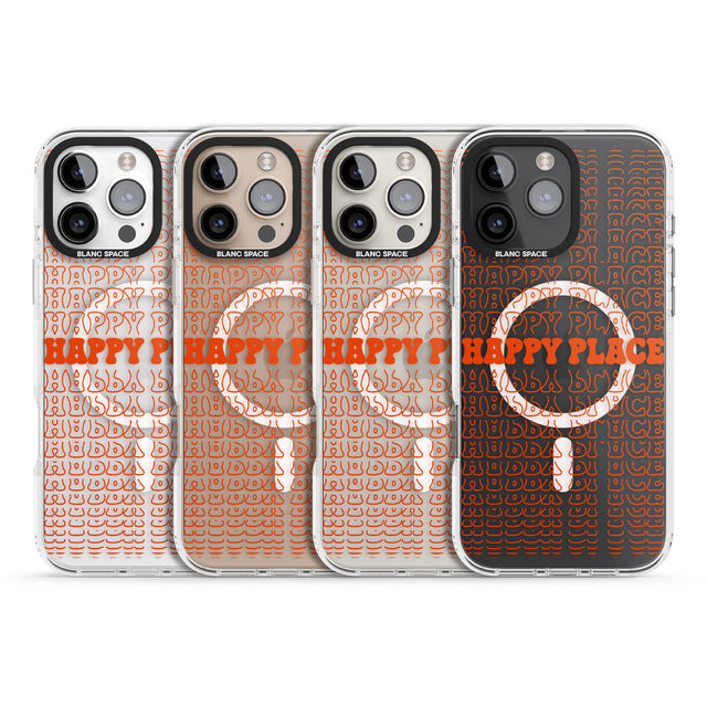 iPhone 16 Pro Max Happy Place (Orange) Black Impact Phone Case + Magsafe