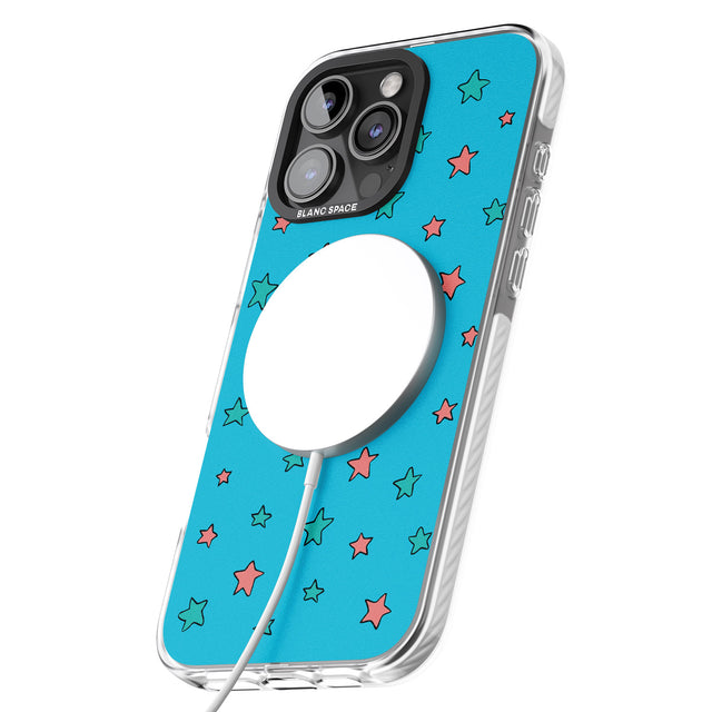 iPhone 16 Pro Max Blue Heartstopper Stars Pattern Black Impact Phone Case