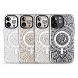 iPhone 16 Pro Max White Henna Flower Wheel Black Impact Phone Case