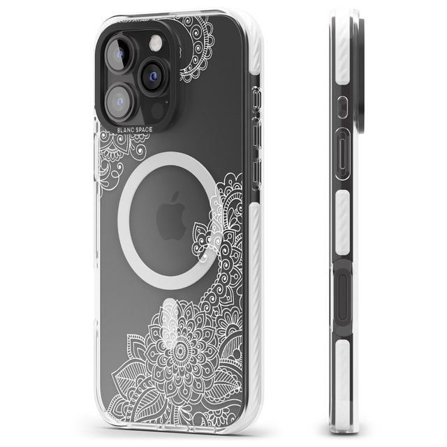 iPhone 16 Pro Max White Henna Botanicals Black Impact Phone Case