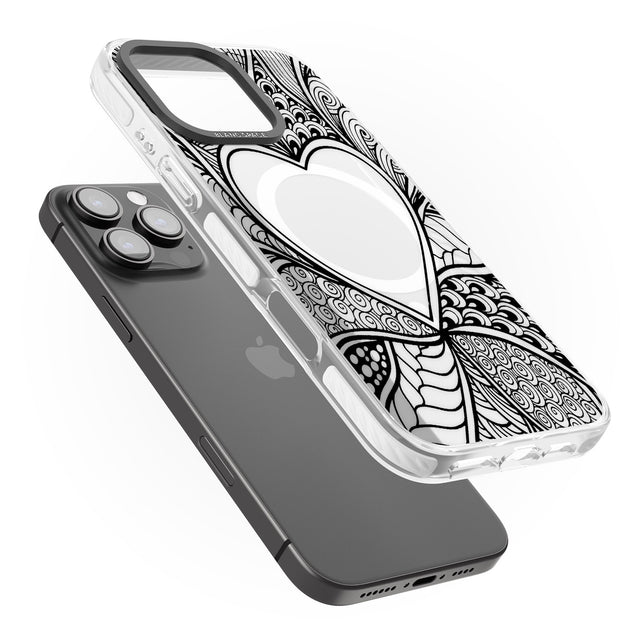 iPhone 16 Pro Max Black Henna Heart Black Impact Phone Case