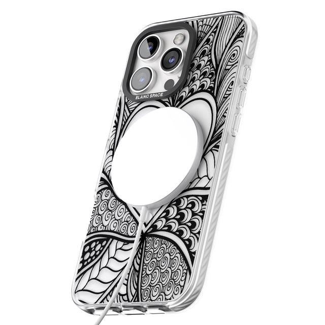 iPhone 16 Pro Max Black Henna Heart Black Impact Phone Case