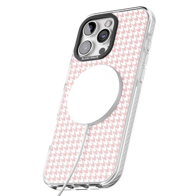 iPhone 16 Pro Max Pink Houndstooth Pattern Black Impact Phone Case