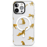 iPhone 16 Pro Max Clear Jaguar Jungle Cat Pattern Black Impact Phone Case