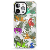 iPhone 16 Pro Max Colourful Tiger Jungle Cat Pattern Black Impact Phone Case