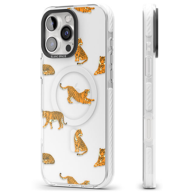 iPhone 16 Pro Max Clear Tiger Jungle Cat Pattern Black Impact Phone Case