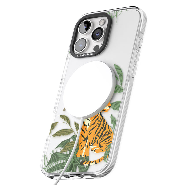 iPhone 16 Pro Max Large Tiger Clear Jungle Cat Pattern Black Impact Phone Case