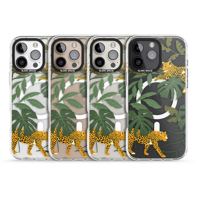 iPhone 16 Pro Max Two Jaguars & Foliage Jungle Cat Pattern Black Impact Phone Case