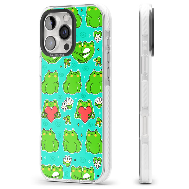 iPhone 16 Pro Max Frog Booty Kawaii Pattern Black Impact Phone Case