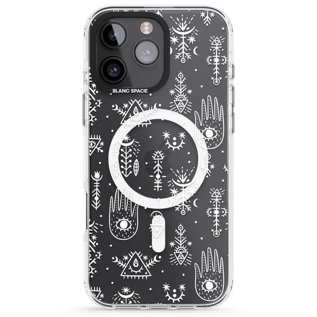 iPhone 16 Pro Max Black Tribal Palms Black Impact Phone Case