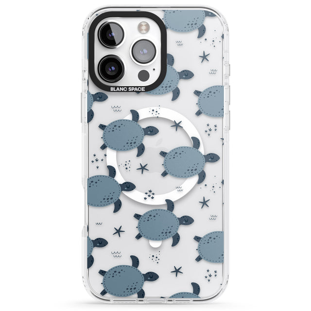 iPhone 16 Pro Max Under The Sea Patterns Sea Turtles (Clear) Black Impact Phone Case