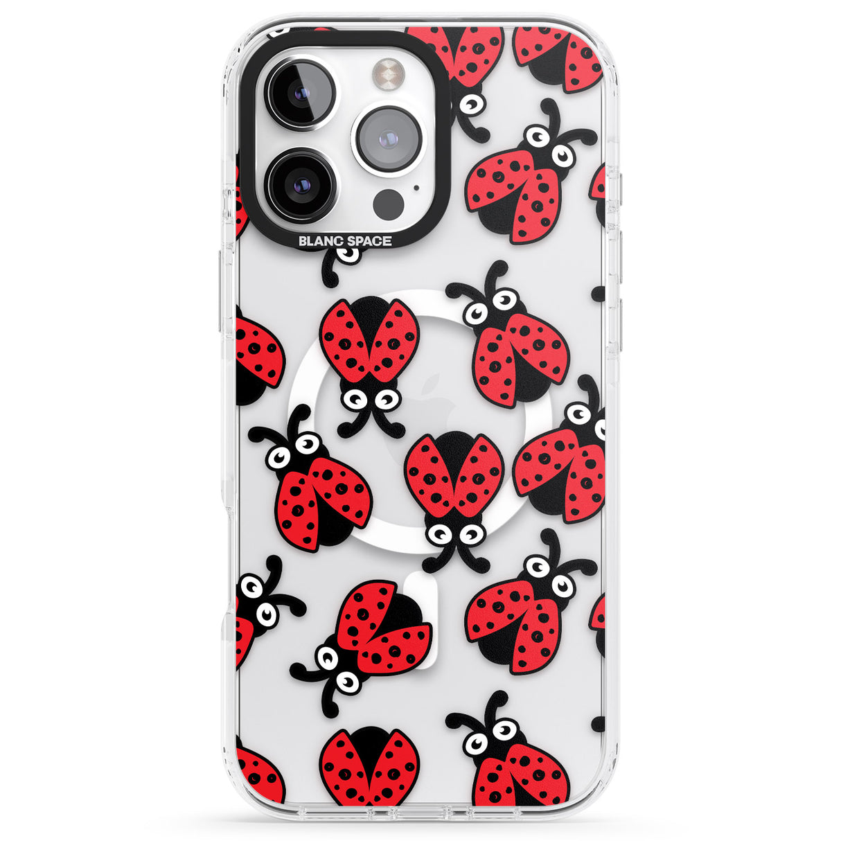 iPhone 16 Pro Max Ladybug Pattern Black Impact Phone Case