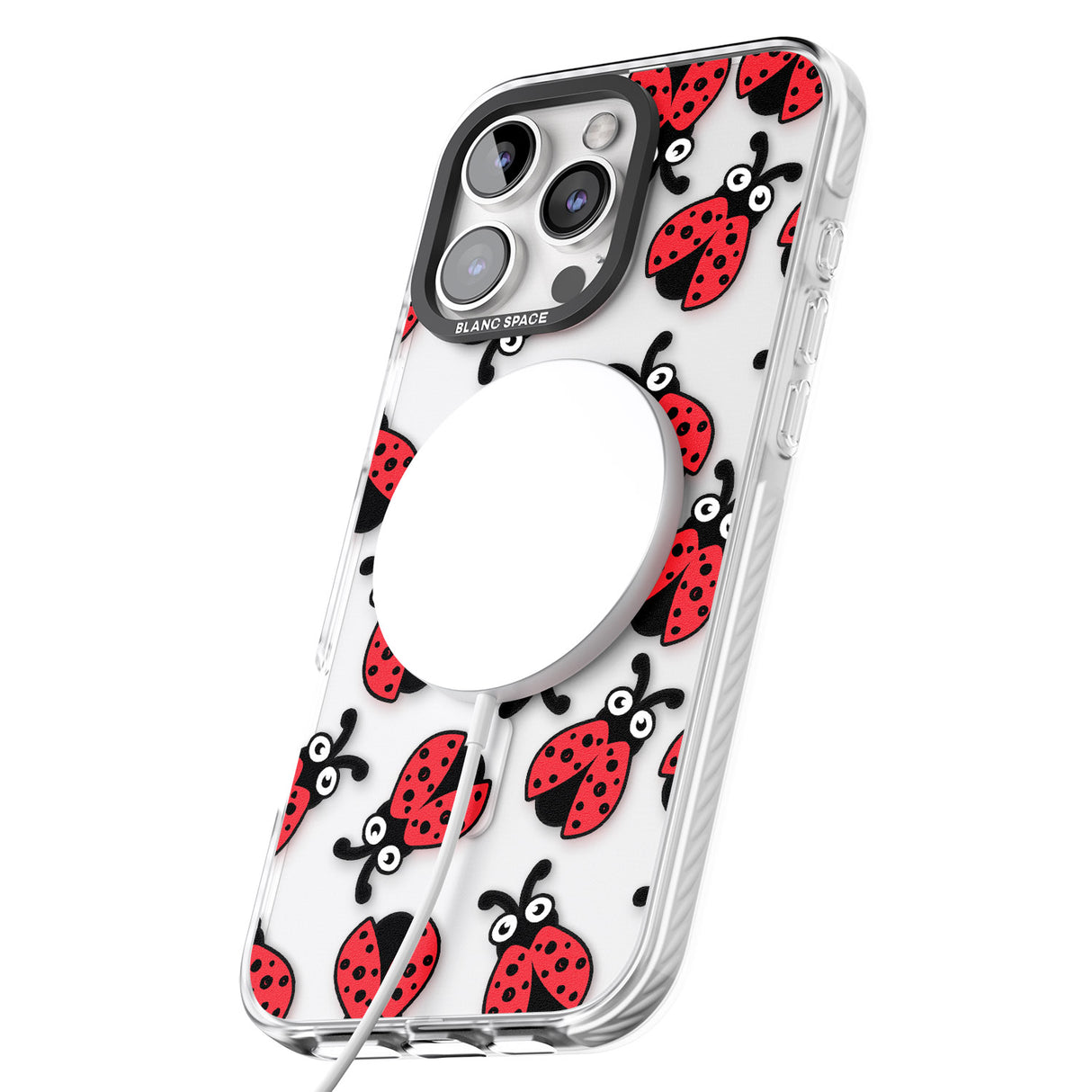 iPhone 16 Pro Max Ladybug Pattern Black Impact Phone Case