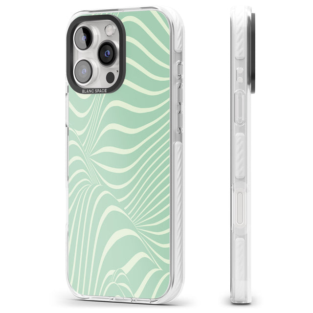 iPhone 16 Pro Max Mint Green Distorted Line Black Impact Phone Case