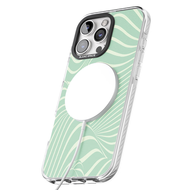 iPhone 16 Pro Max Mint Green Distorted Line Black Impact Phone Case