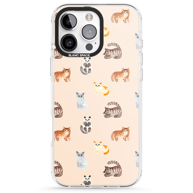 iPhone 16 Pro Max Cute Cat Pattern Black Impact Phone Case