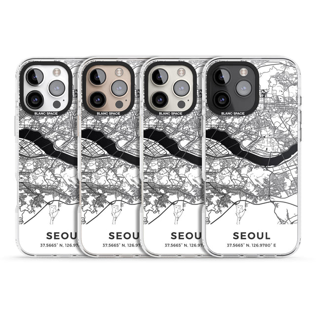 iPhone 16 Pro Max Map of Seoul, South Korea Black Impact Phone Case