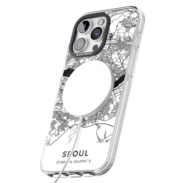 iPhone 16 Pro Max Map of Seoul, South Korea Black Impact Phone Case