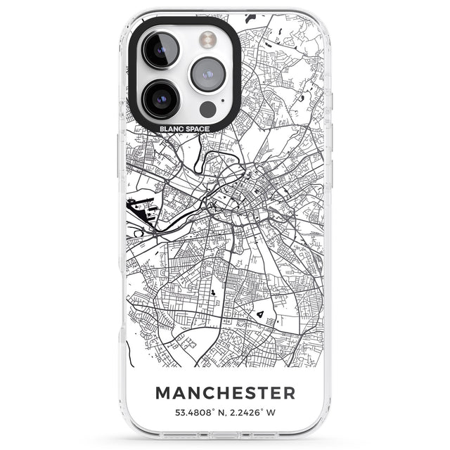 iPhone 16 Pro Max Map of Manchester, England Black Impact Phone Case