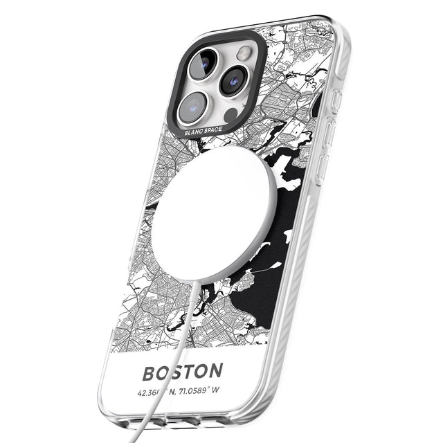 iPhone 16 Pro Max Map of Boston, Massachusetts Black Impact Phone Case