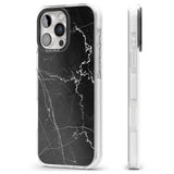 iPhone 16 Pro Max Bold Black Marble with White Texture Black Impact Phone Case