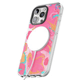 iPhone 16 Pro Max Pink, Orange & Turquoise Marbled Paper Pattern Black Impact Phone Case