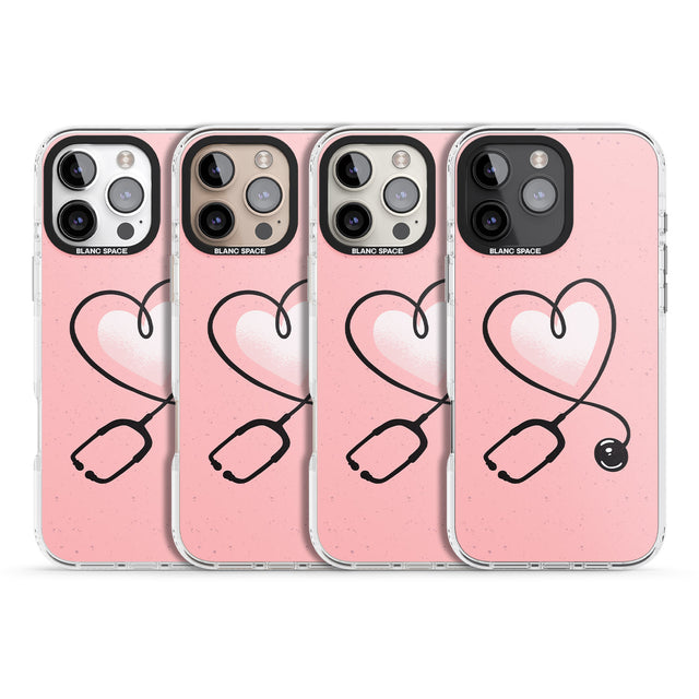 iPhone 16 Pro Max Medical Inspired Design Stethoscope Heart Black Impact Phone Case