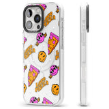 iPhone 16 Pro Max Psychedelic Love Pizza Pattern (Clear) Black Impact Phone Case