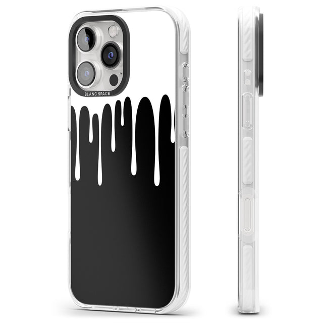 iPhone 16 Pro Max Melted Effect: White & Black Black Impact Phone Case