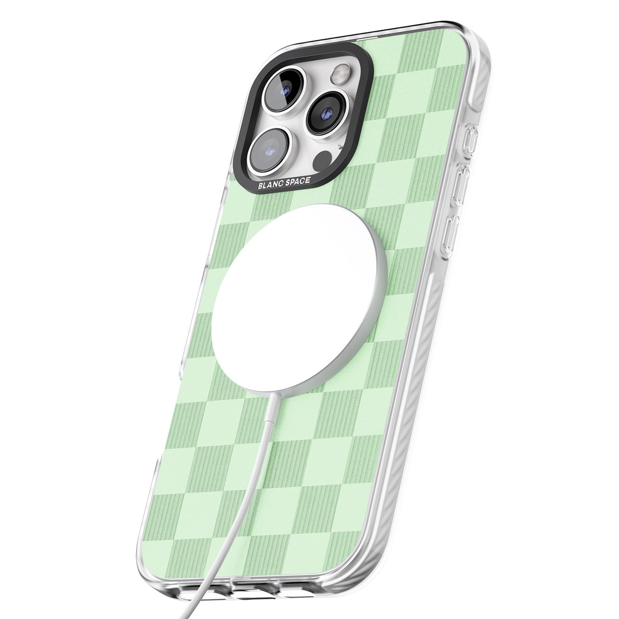 iPhone 16 Pro Max SEAFOAM CHECKERED Black Impact Phone Case + Magsafe