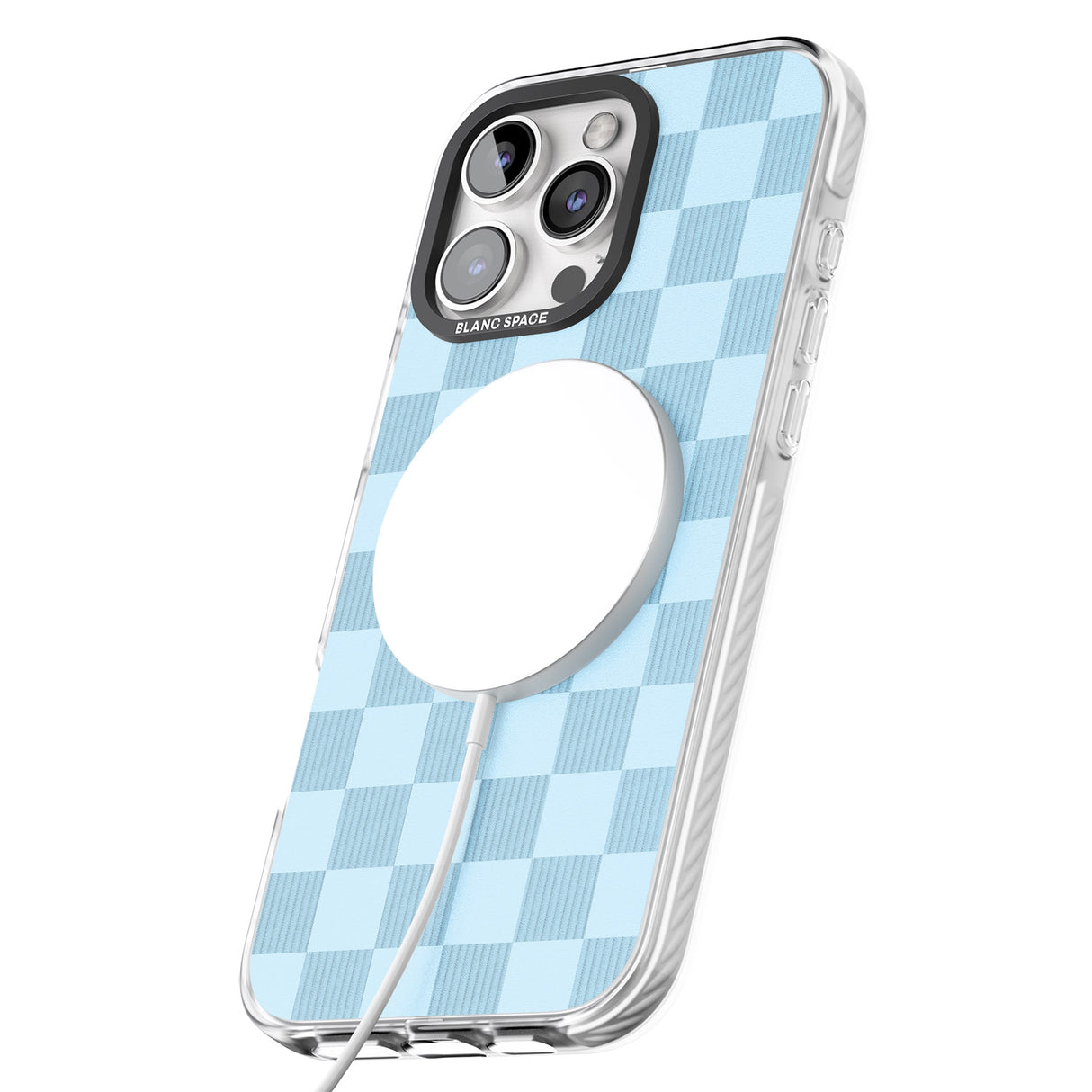 iPhone 16 Pro Max SKYBLUE CHECKERED Clear Impact Phone Case + Magsafe