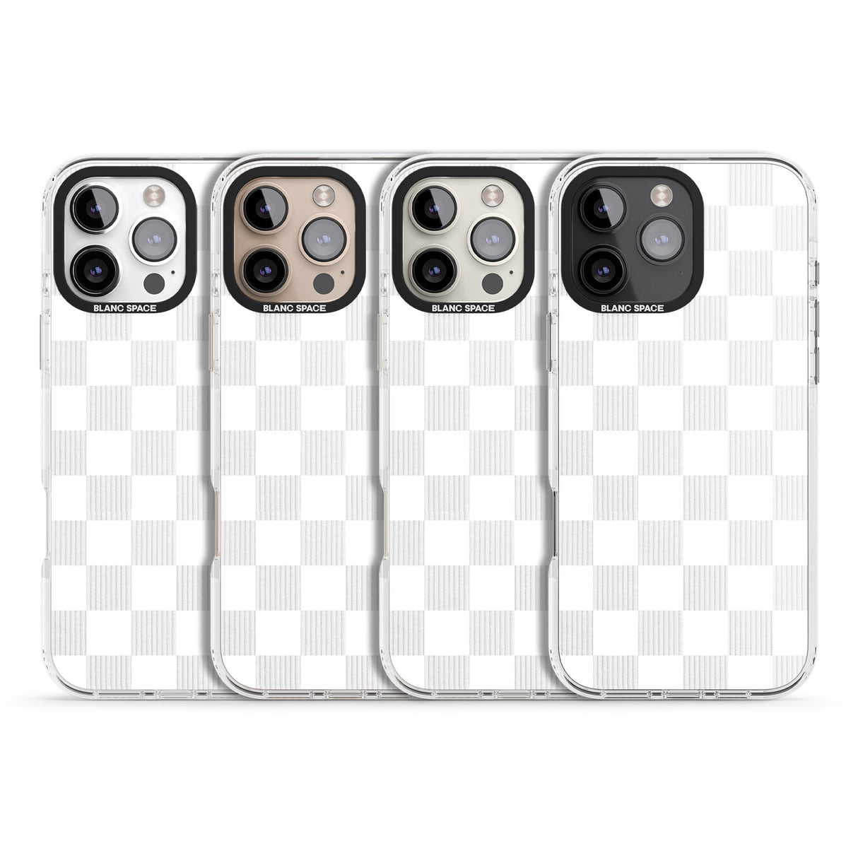 iPhone 16 Pro Max WHITE CHECKERED Black Impact Phone Case + Magsafe