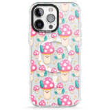 iPhone 16 Pro Max Cute Mushrooms Pattern Black Impact Phone Case