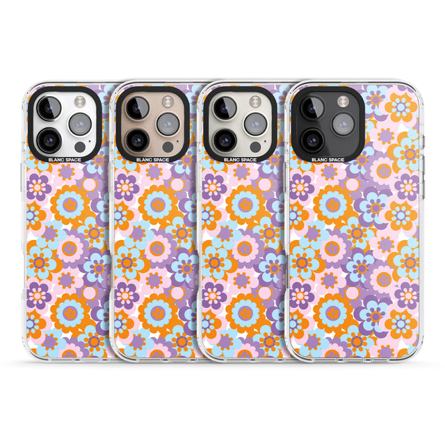 iPhone 16 Pro Max Flower Power Pattern Black Impact Phone Case