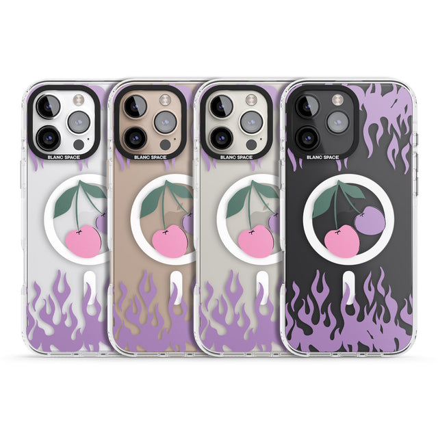 iPhone 16 Pro Max Cherries n' Flames Black Impact Phone Case