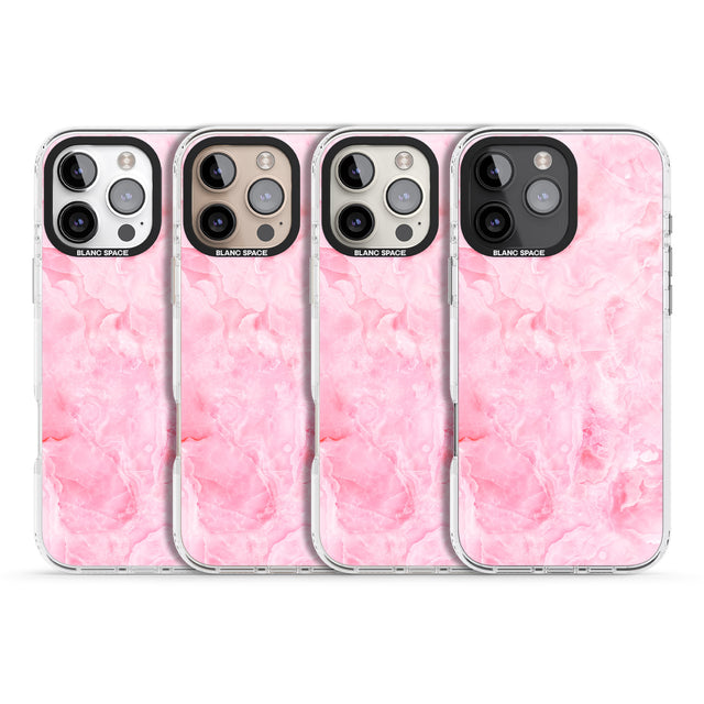 iPhone 16 Pro Max Bright Pink Onyx Marble Texture Black Impact Phone Case