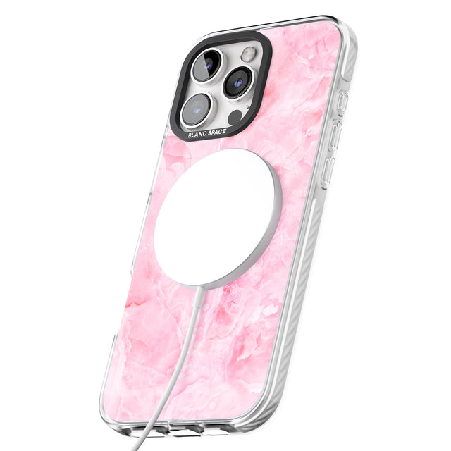 iPhone 16 Pro Max Bright Pink Onyx Marble Texture Black Impact Phone Case