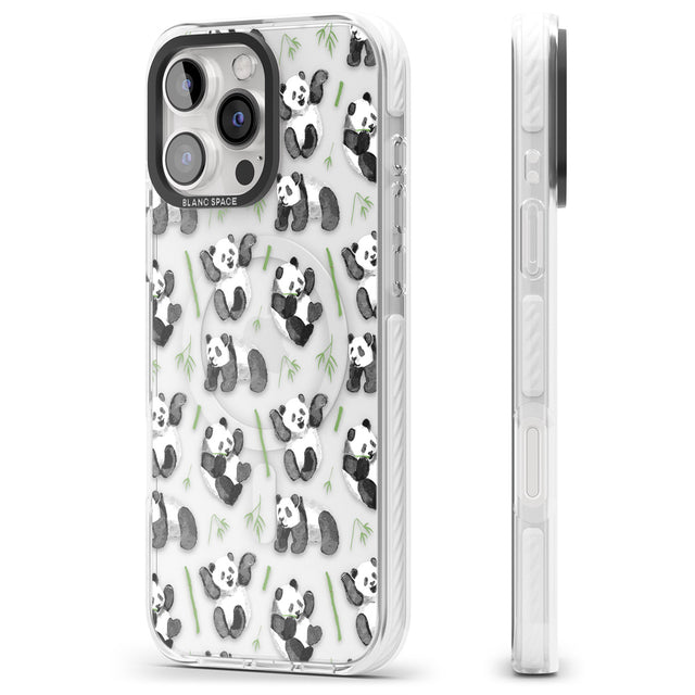 iPhone 16 Pro Max Watercolour Panda Pattern Black Impact Phone Case