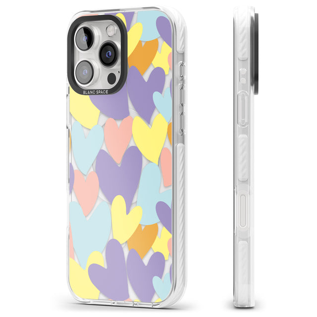 iPhone 16 Pro Max Pastel Hearts Black Impact Phone Case